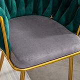 Living Room Chairs,Velvet Makeup Vanity Chair with Back Arm Modern Bedroom Accent Chair Elegant Comfy Single upholstered Chair with Gold Metal Legs(2 SET)