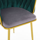 Living Room Chairs,Velvet Makeup Vanity Chair with Back Arm Modern Bedroom Accent Chair Elegant Comfy Single upholstered Chair with Gold Metal Legs(2 SET)
