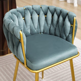 Living Room Chairs,Velvet Makeup Vanity Chair with Back Arm Modern Bedroom Accent Chair Elegant Comfy Single upholstered Chair with Gold Metal Legs(2 SET)