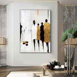 Hand Painted Oil Painting Abstract Figure Oil Painting on Canvas Original Gold Foil Acrylic Painting Custom Home Decor Living room Wall Decor Textured Wall Art