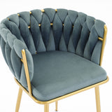 Living Room Chairs,Velvet Makeup Vanity Chair with Back Arm Modern Bedroom Accent Chair Elegant Comfy Single upholstered Chair with Gold Metal Legs(2 SET)