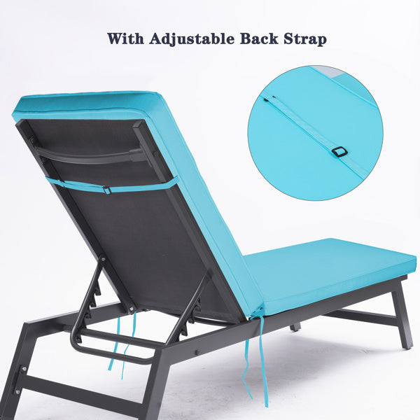 2PCS Set Outdoor Lounge Chair Cushion Replacement Patio Funiture Seat Cushion Chaise Lounge Cushion (SKY BLUE Color)