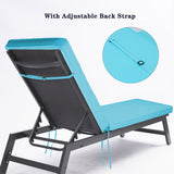 2PCS Set Outdoor Lounge Chair Cushion Replacement Patio Funiture Seat Cushion Chaise Lounge Cushion (SKY BLUE Color)