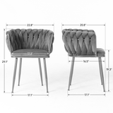 Living Room Chairs,Velvet Makeup Vanity Chair with Back Arm Modern Bedroom Accent Chair Elegant Comfy Single upholstered Chair with Gold Metal Legs(2 SET)