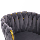 Living Room Chairs,Velvet Makeup Vanity Chair with Back Arm Modern Bedroom Accent Chair Elegant Comfy Single upholstered Chair with Gold Metal Legs(2 SET)