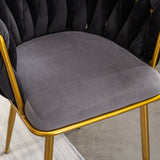 Living Room Chairs,Velvet Makeup Vanity Chair with Back Arm Modern Bedroom Accent Chair Elegant Comfy Single upholstered Chair with Gold Metal Legs(2 SET)