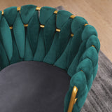 Living Room Chairs,Velvet Makeup Vanity Chair with Back Arm Modern Bedroom Accent Chair Elegant Comfy Single upholstered Chair with Gold Metal Legs(2 SET)