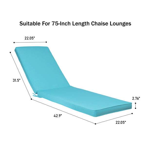 2PCS Set Outdoor Lounge Chair Cushion Replacement Patio Funiture Seat Cushion Chaise Lounge Cushion (SKY BLUE Color)